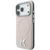 Karl Lagerfeld grūdėtos faktūros reljefinis žiedas ir Kameo logotipas MagSafe dėklas iPhone 18 Pro Max / 17 Pro Max - rusvai gelsvas