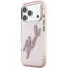 Karl Lagerfeld IML didelio parašo dervos ir metalo rėmo dėklas iPhone 18 Pro Max / 17 Pro Max - Rožinė