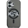 Karl Lagerfeld IML Glitter Karl and Choupette Sketch MagSafe dėklas iPhone 16 juodos spalvos