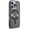 Karl Lagerfeld IML Glitter Karl and Choupette Sketch MagSafe dėklas iPhone 16 Pro Max juodos spalvos