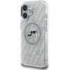 Karl Lagerfeld IML blizgučiais puoštas „Karl & Choupette Heads“ logotipo „MagSafe iPhone 16“ dėklas – pilkas