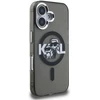 Karl Lagerfeld IML Glitter Karl and Choupette Sketch MagSafe dėklas iPhone 16 juodos spalvos