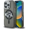 Karl Lagerfeld IML Glitter Karl and Choupette Sketch MagSafe dėklas Apple iPhone 16 Pro Max juodos spalvos