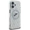 Karl Lagerfeld IML blizgučiais puoštas „Karl & Choupette Heads“ logotipo „MagSafe iPhone 16“ dėklas – pilkas
