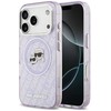 Karl Lagerfeld IML Glitter Karl & Choupette Heads Logo MagSafe dėklas skirtas Apple iPhone 17 Pro Max Violetinė