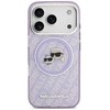 Karl Lagerfeld IML Glitter Karl & Choupette Heads Logo MagSafe dėklas skirtas Apple iPhone 17 Pro Max Violetinė