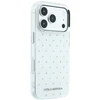 Karl Lagerfeld dėklas IML Rhinestones Allover and Electroplated Logo, skirtas iPhone 18 Pro / 17 Pro, baltas