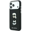 Dėklas Karl Lagerfeld Saffiano Case with Karl & Choupette Heads Pins & Logo for iPhone 18 Pro Max / 17 Pro Max - Juodas