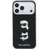 Dėklas Karl Lagerfeld Saffiano Case with Karl & Choupette Heads Pins & Logo for iPhone 18 Pro Max / 17 Pro Max - Juodas