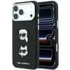 Dėklas Karl Lagerfeld Saffiano Case with Karl & Choupette Heads Pins & Logo for iPhone 18 Pro Max / 17 Pro Max - Juodas