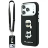 Karl Lagerfeld Saffiano Karl&Choupette Heads Pins Strap Logo dėklas iPhone 18 Pro / 17 Pro - Juodas