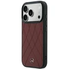Dėklas Mercedes Leather Crossed Lines MagSafe skirtas iPhone 18 Pro / 17 Pro burgundy