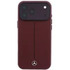Dėklas Mercedes Leather Semi Wrap Iconic Line MagSafe Case for iPhone 18 Pro / 17 Pro - Burgundy