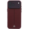 Dėklas Mercedes Leather Semi Wrap Iconic Line MagSafe case for iPhone 18 Pro Max / 17 Pro Max - burgundy