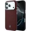 Dėklas Mercedes Leather Semi Wrap Wood Effect MagSafe Case for iPhone 17 Pro Max - Raudona