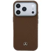 Dėklas Mercedes Leather Semi Wrap Wood Effect MagSafe Case for iPhone 18 Pro / 17 Pro - Brown
