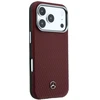 Dėklas Mercedes Leather Semi Wrap Wood Effect MagSafe Case for iPhone 17 Pro Max - Raudona