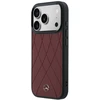 Dėklas Mercedes Leather with Crossed Lines MagSafe iPhone 17 Pro Max raudonas