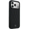 Dėklas Mercedes Leather with Crossed Lines MagSafe iPhone 17 Pro juodos spalvos