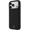 Dėklas Mercedes Leather with Crossed Lines MagSafe iPhone 17 Pro juodos spalvos