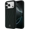 Dėklas Mercedes Leather with Crossed Lines MagSafe iPhone 17 Pro juodos spalvos