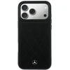 Dėklas Mercedes Leather with Crossed Lines MagSafe iPhone 17 Pro juodos spalvos