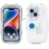 Puluz vandeniui atsparus iPhone dėklas (40 m) su vienkrypčiu vožtuvu (baltas)