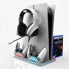iLike Saitake STK-DZ504 Divu uzlādes stacija Doks Sony PlayStation 5 / Slim kontrolieriem konsoles forma Melna
