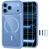 Tech-Protect MagOne CC MagSafe + grūdintas stiklas, 2 vnt., dėklas iPhone 18 Pro / 17 Pro – permatomas mėlynas
