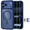 Tech-Protect MagOne MagSafe CC dėklas + grūdinto stiklo apsauga 2 vnt. iPhone 18 Pro / 17 Pro - Clear Navy mėlyna