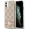 DKNY DKHMN61HCPTSP Apple iPhone 11 Xr 6.1 inch rožinės spalvos kietas dėklas IML Checkered Mono Pattern & Printed Stripe