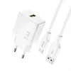 Dudao A23TEU 2.4A GaN USB-A Wall Charger with USB-A - USB-C Cable - Baltas