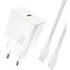 Dudao A27CEU PD 25W GaN USB-C Wall Charger with USB-C Cable - Baltas