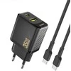 Dudao A27MaxCEU PD QC 35W USB-A USB-C sieninis įkroviklis su USB-C laidu – juodas