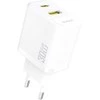 Dudao A27TEU PD 30W GaN USB-A USB-C sieninis įkroviklis - Baltas