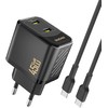 Dudao A28PCEU PD 45W GaN 2xUSB-C sieninis įkroviklis su USB-C laidu - Juodas