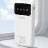 Dudao didelės talpos išorinė baterija su 4 integruotais laidais, 20000mAh, USB C tipo + micro USB + Lightning + USB-A (įvestis) - baltas (Dudao K6Pro+)