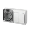Elektro Plast SOCKET+2G.SWITCH HERMES IP44 Baltas/Pilkas