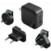 ENERGEA laidinis įkroviklis 1xUSB+2xUSB-CPD-PPS-QC 3.0 66W 2C1A juodos spalvos US+EU Travelite GAN66