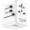 Evelatus 651DCPro 2in1 Pasaules 160 valstu barošanas adapteris un PD 35W lādētājs 3x USB-C / 2x USB Balts