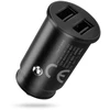 Automobilinis įkroviklis - everActive CC-25 12W Dviejų USB-A Prievadų Su USB-C Kabeliu LED, Juoda