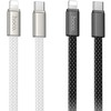 Plokščias kabelis USB C į USB C Hoco 3A 60W 1 m X125 baltas