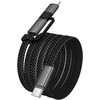 Flat Cable USB C to USB C/iP 2in1 Hoco 3A 60W 1 m X125 juodas