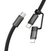 Flat Cable USB C to USB C/iP 2in1 Hoco 3A 60W 1 m X125 juodas