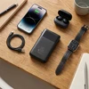 FORCELL F-ENERGY F10K6 daugiafunkcis nešiojamas įkroviklis su įmontuotais C tipo ir „Lightning“ laidais PD QC3.0 3A 22,5W 10000 mAh juodas