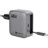 Telefono įkroviklis Forcell F-Energy GaN USB C + ištraukiamas laidas USB C PD QC4.0 3A 45W VT-R5 pilka