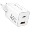 Phone charger Forcell F-Energy Mini GaN III USB C + USB A PD QC4.0 45W VT-36 baltas