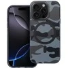 „iPhone 16 PLUS“ dėklas su „Forcell F-Protect Levels“ dvigubo sluoksnio 4D technologija, suderinamas su „Magsafe Military Drop-Test“ juodos spalvos kamufliažu.