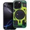„iPhone 16 PRO“ dėklas su „Forcell F-Protect Levels“ dvigubo sluoksnio 4D technologija, suderinamas su „Military Drop-Test cyber žalias“.