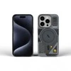 „iPhone 16 PLUS“ dėklas su „Forcell F-Protect Levels“ dvigubo sluoksnio 4D technologija, suderinamas su „Magsafe Military Drop-Test“ kibernetinėmis pilkomis spalvomis.